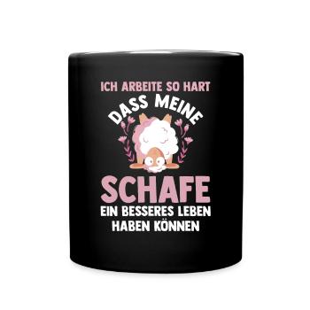 Schaf Schäfer Schäferei Bauer Landwirt Bauernhof S - Tasse einfarbig - Schwarz - Vorne