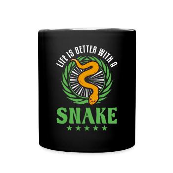 Das Leben ist besser mit Schlangen - Tasse einfarbig - Schwarz - Vorne