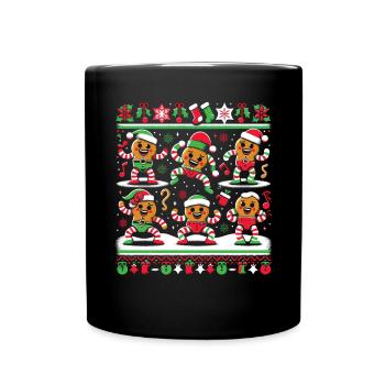 Pain d’épice dansant elfique laid pull de Noël - Mug uni - noir - Devant