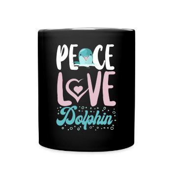 Dolphin Peace Love Dolphin - Tasse einfarbig - Schwarz - Vorne