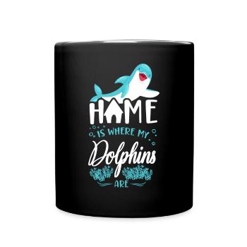 Dolphin Home est l’endroit où mes dauphins - Mug uni - noir - Devant
