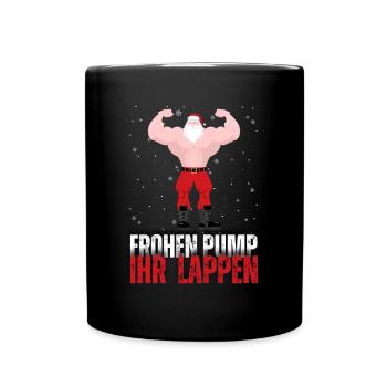 Frohnen Pump Weinachten Kraftsport Gym Fitness - Tasse einfarbig - Schwarz - Vorne