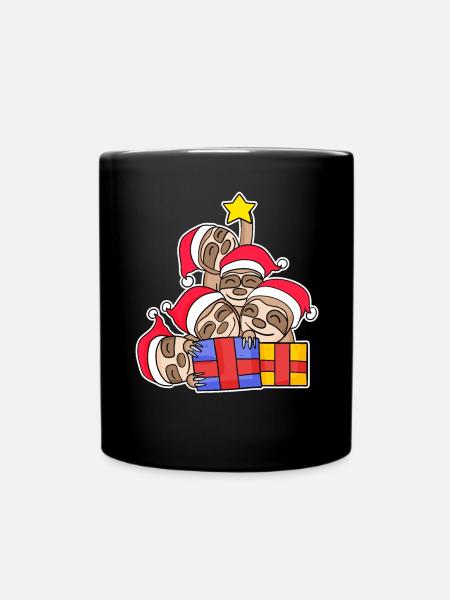 Faultier Faultiere Weihnachtsbaum Weihnachten - Tasse einfarbig - Schwarz