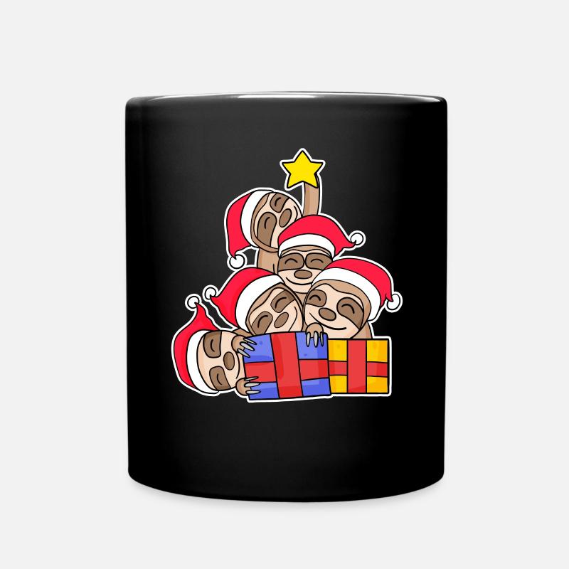 Faultier Faultiere Weihnachtsbaum Weihnachten - Tasse einfarbig - Schwarz