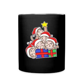 Affe Affen Weihnachtsbaum Weihnachten - Tasse einfarbig - Schwarz - Vorne