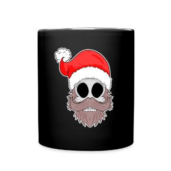 Weihnachtsmann Totenkopf - Tasse einfarbig - Schwarz - Vorne