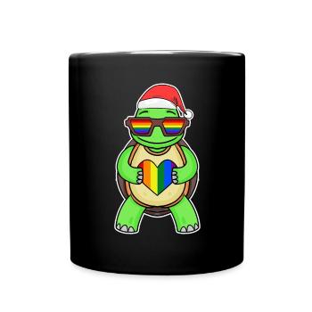Turtle Rainbow Christmas - Full Colour Mug - black - Front
