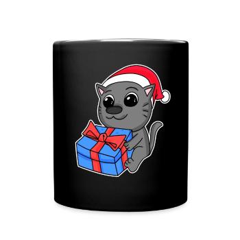 Chat Noël - Mug uni - noir - Devant