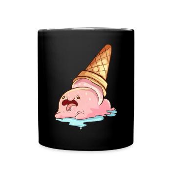 Kawaii Blobfish Melting Ice Cream - Full Colour Mug - black - Front