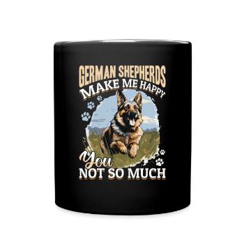 German Shepherd Dog Breed Pet make me happy - Full Colour Mug - black - Front