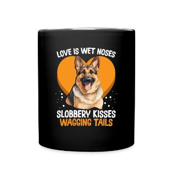 German Shepherd Dog Breed Love is wet noses - Full Colour Mug - black - Front