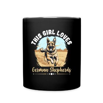 German Shepherd Dog Breed This Girl loves - Full Colour Mug - black - Front