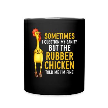 Rubber Chicken Costume Toy Rubber Chicken - Full Colour Mug - black - Front