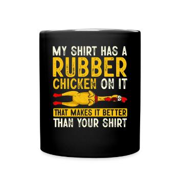 Rubber Chicken Costume Toy Rubber Chicken - Full Colour Mug - black - Front