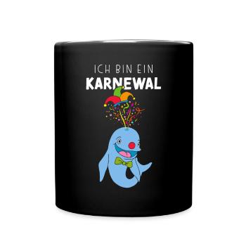 Ich bin ein Karnewal Karneval Fasching Konfetti - Tasse einfarbig - Schwarz - Vorne