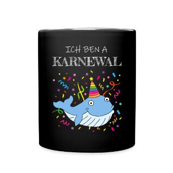 Ich bin ein Karnewal Karneval Konfetti Kölsch Köln - Tasse einfarbig - Schwarz - Vorne