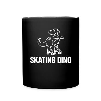 Roller Skater Dino Roller Skating Dinosaur - Full Colour Mug - black - Front