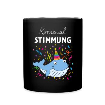 Karneval Fasching Fasnacht Konfetti Rosenmontag - Tasse einfarbig - Schwarz - Vorne
