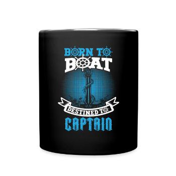 Bootskapitän Lustiger Bootssegelsee Boater - Tasse einfarbig - Schwarz - Vorne