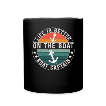 Boat Captain Funny Boat Sailing Lake Boater - Full Colour Mug - black - Front