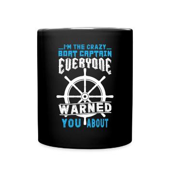 Bootskapitän Lustiger Bootssegelsee Boater - Tasse einfarbig - Schwarz - Vorne