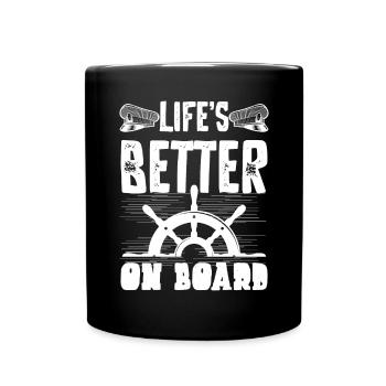 Boat Captain Funny Boat Sailing Lake Boater - Full Colour Mug - black - Front