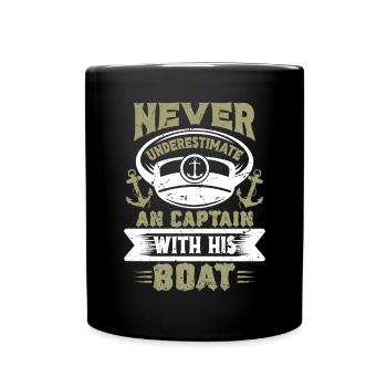 Boat Captain Funny Boat Sailing Lake Boater - Full Colour Mug - black - Front