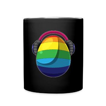 Osterei Ostern Regenbogen Musik - Tasse einfarbig - Schwarz - Vorne
