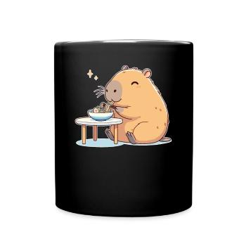 süße Capybara isst Ramen Nudeln Capybaras Ramen - Tasse einfarbig - Schwarz - Vorne