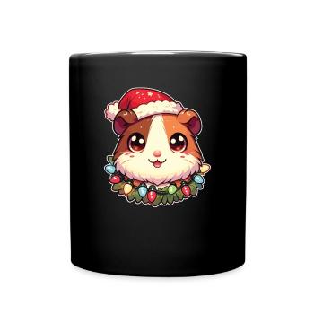 Noël guirlandes lumineuses cochon d’Inde - Mug uni - noir - Devant
