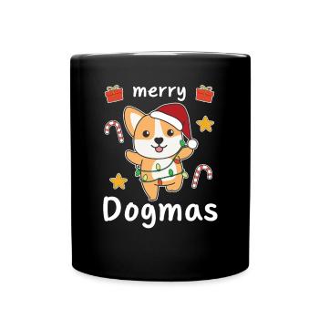 Joyeux Dogmes Jeu de mots Corgi Noël - Mug uni - noir - Devant