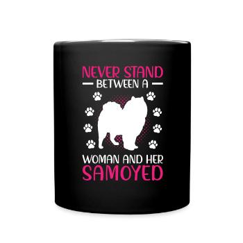 Woman and her Samoyed Samoyed Spitz - Full Colour Mug - black - Front
