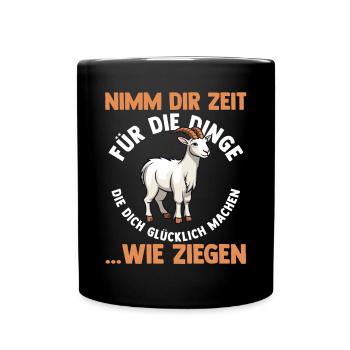 Ziege Ziegenbauer Bauernhof Landwirt Bauer Ziegen - Tasse einfarbig - Schwarz - Vorne