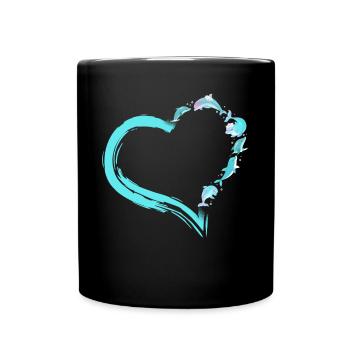 Dolphin Heart - Tasse einfarbig - Schwarz - Vorne
