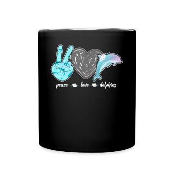 Dolphin Peace Love Dolphin - Tasse einfarbig - Schwarz - Vorne