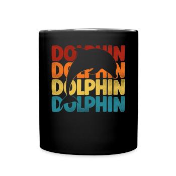 Dolphin Retro Vintage Dolphin - Tasse einfarbig - Schwarz - Vorne