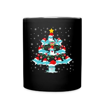 Dolphin Christmas Tree - Full Colour Mug - black - Front