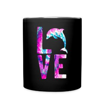 Dolphin Watercolor Love - Tasse einfarbig - Schwarz - Vorne