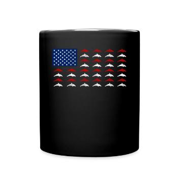 Dolphin American Flag - Full Colour Mug - black - Front