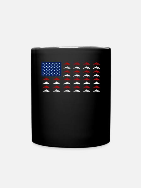 Dauphin Drapeau Américain - Mug uni - noir