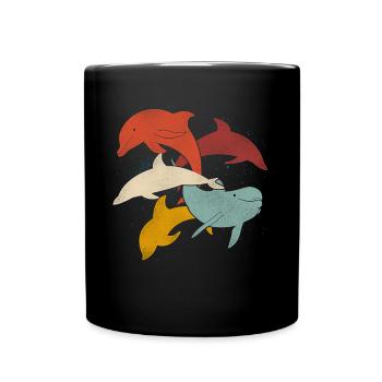 Dauphin Rétro Vintage - Mug uni - noir - Devant