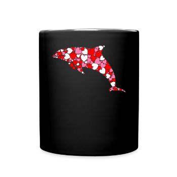 Dolphin Heart - Full Colour Mug - black - Front
