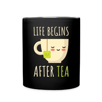 Life Begins After Tea Cute Tea Lover Kawaii Tea - Full Colour Mug - black - Front