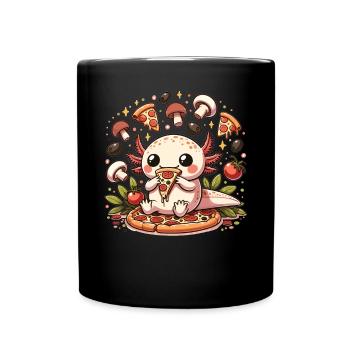 Snaxolotl oder Pizzalotl Axolotl liebt Pizza - Tasse einfarbig - Schwarz - Vorne