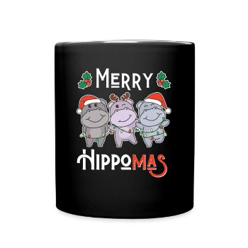 Joyeux Noël hippopotame de jeu de mots d’Hippoma - Mug uni - noir - Devant