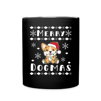 Joyeux Dogmes Jeu de mots Corgi Noël - Mug uni - noir - Devant