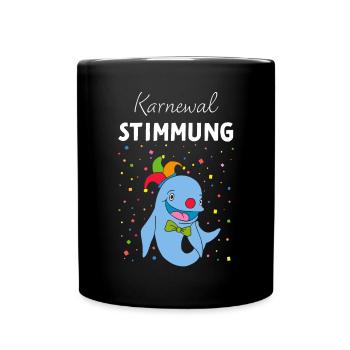 Karneval Konfetti Fastelovend 5. Jahreszeit Clown - Tasse einfarbig - Schwarz - Vorne