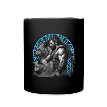 The Viking warrior and his faithful wolves - Full Colour Mug - black - Front