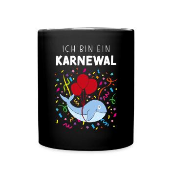 Ich bin ein Karnewal Karneval Fasching Konfetti - Tasse einfarbig - Schwarz - Vorne