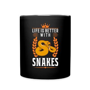 Das Leben ist besser mit Schlangen - Tasse einfarbig - Schwarz - Vorne